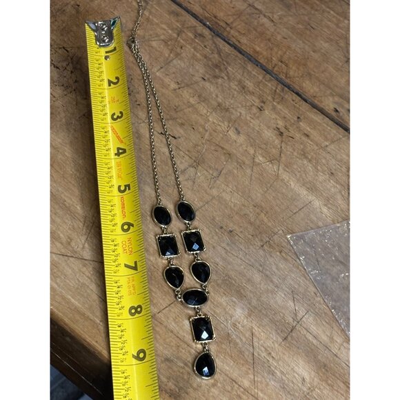 Gold-Tone Necklace With Black Faceted Stones & Lobster Clasp AVON? - Picture 6 of 8